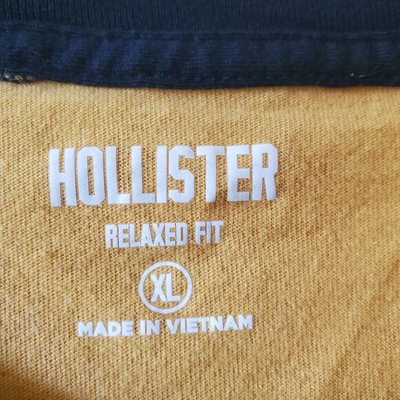 Hollister California Men's Black & Gold Long Sleeve Logo Embroidered Jersey XL - Picture 4 of 10